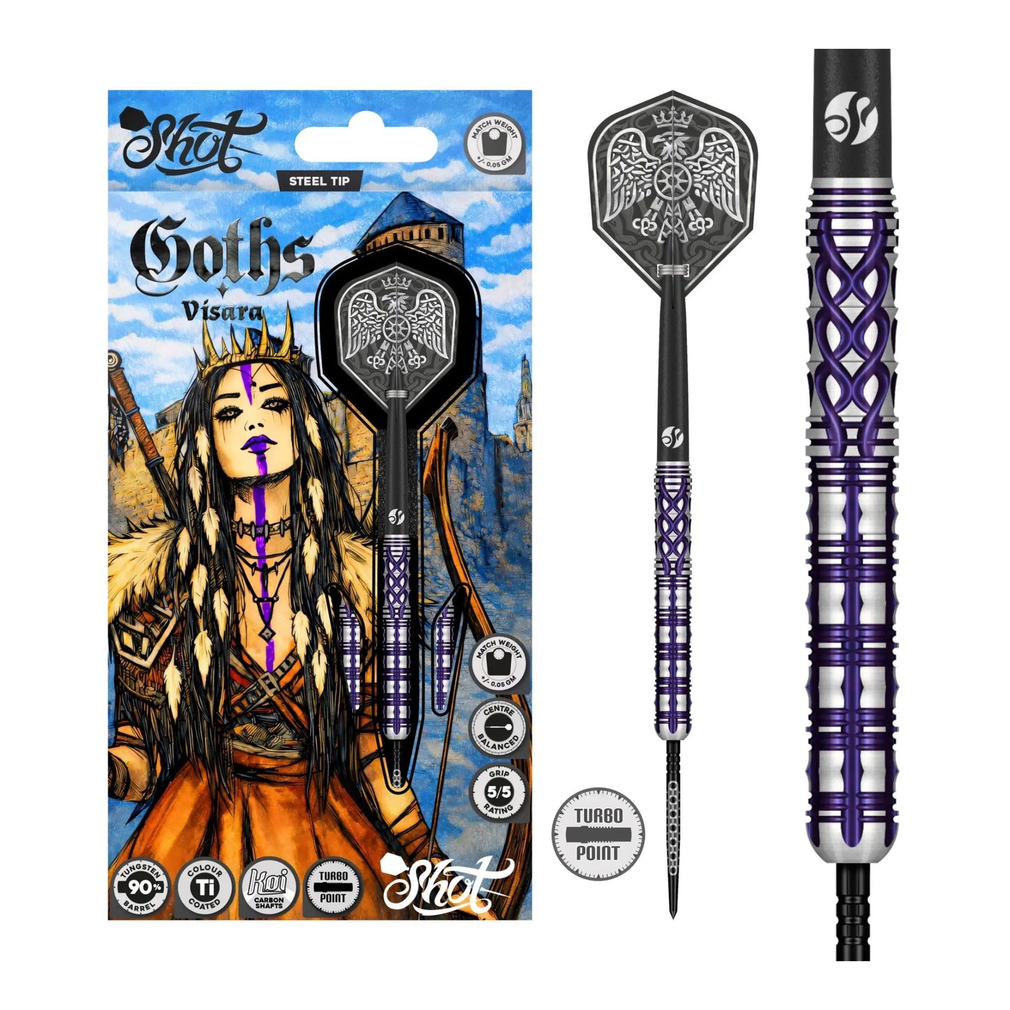 Goths Visara 90 Percent Tungsten Steel Tip Darts Set Main View