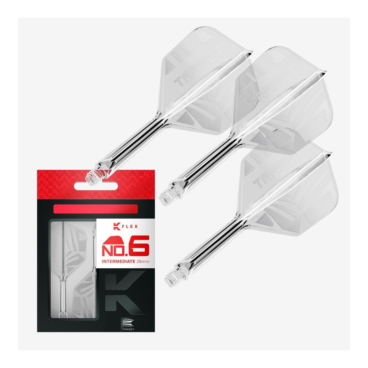 Target Printed K-Flex Clear No.6 Integrated Dart Flights & Shafts