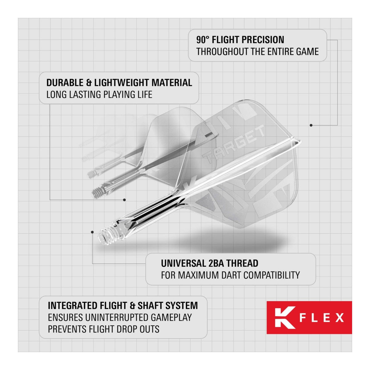 Target Printed K-Flex Clear No.6 Integrated Dart Flights & Shafts