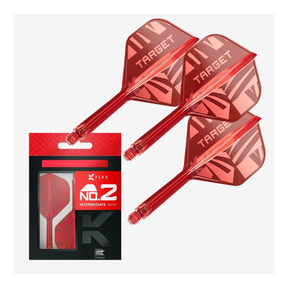 Target Printed K-Flex Red No.2 Integrated Dart Flights & Shafts