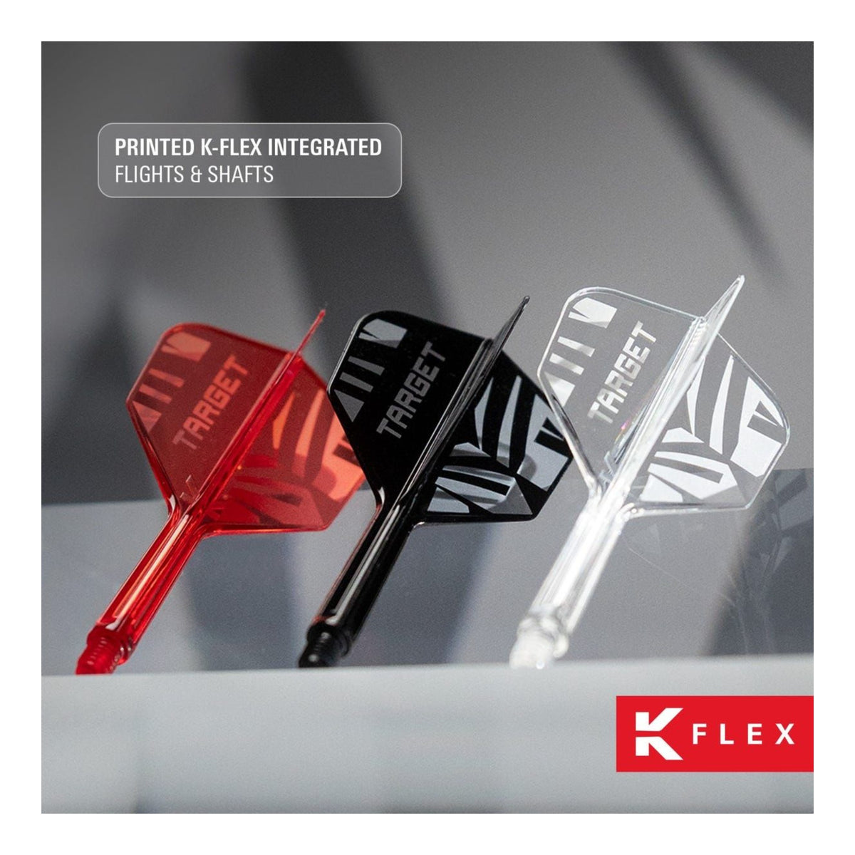 Target Printed K-Flex Red No.2 Integrated Dart Flights & Shafts
