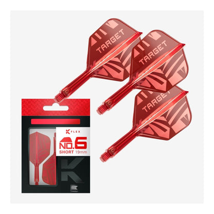 Target Printed K-Flex Red No.6 Integrated Dart Flights & Shafts