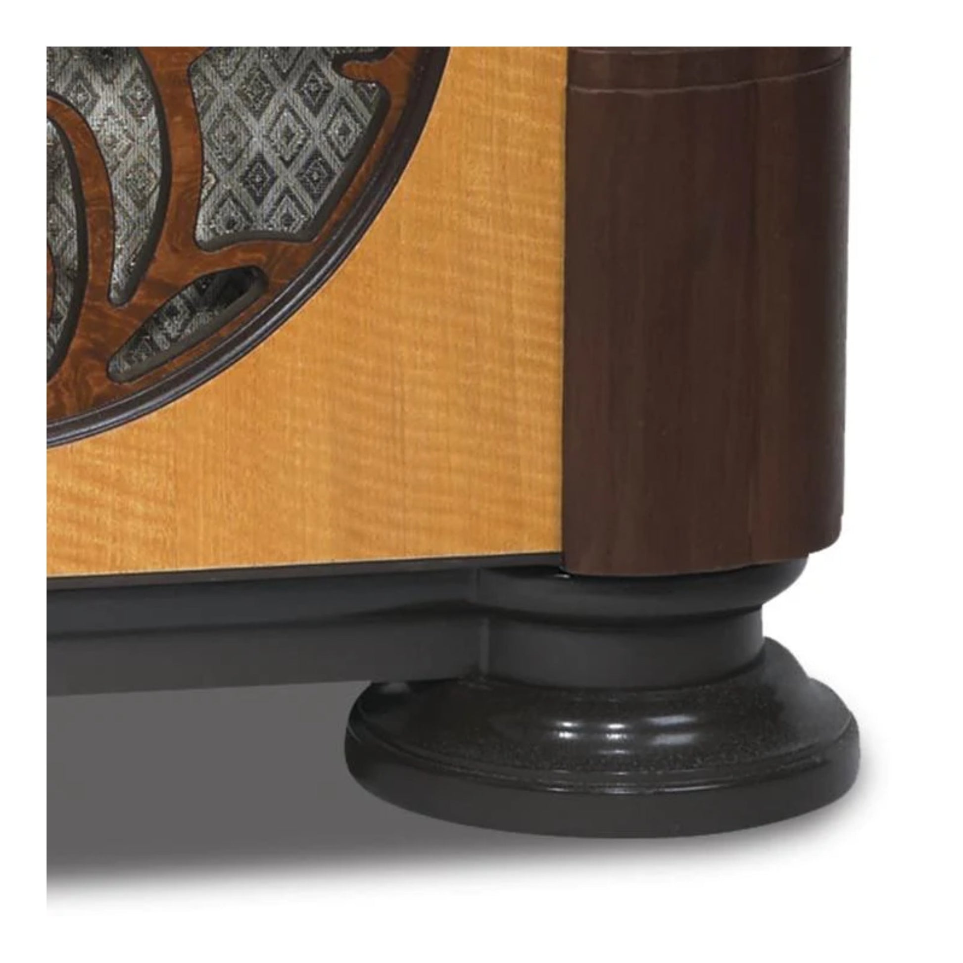 Close-up of a wooden acoustic guitar with a focus on the soundhole and body.