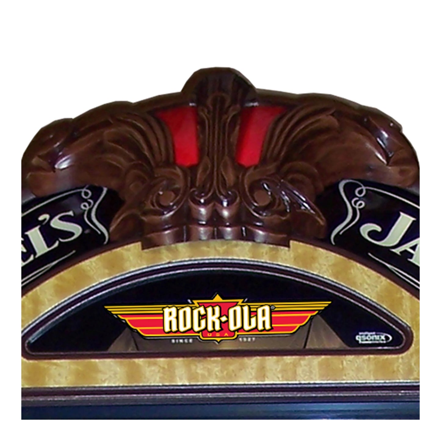 Decorative arch with 'Jack Daniel's' branding and 'Rock-Ola' logo on a white background