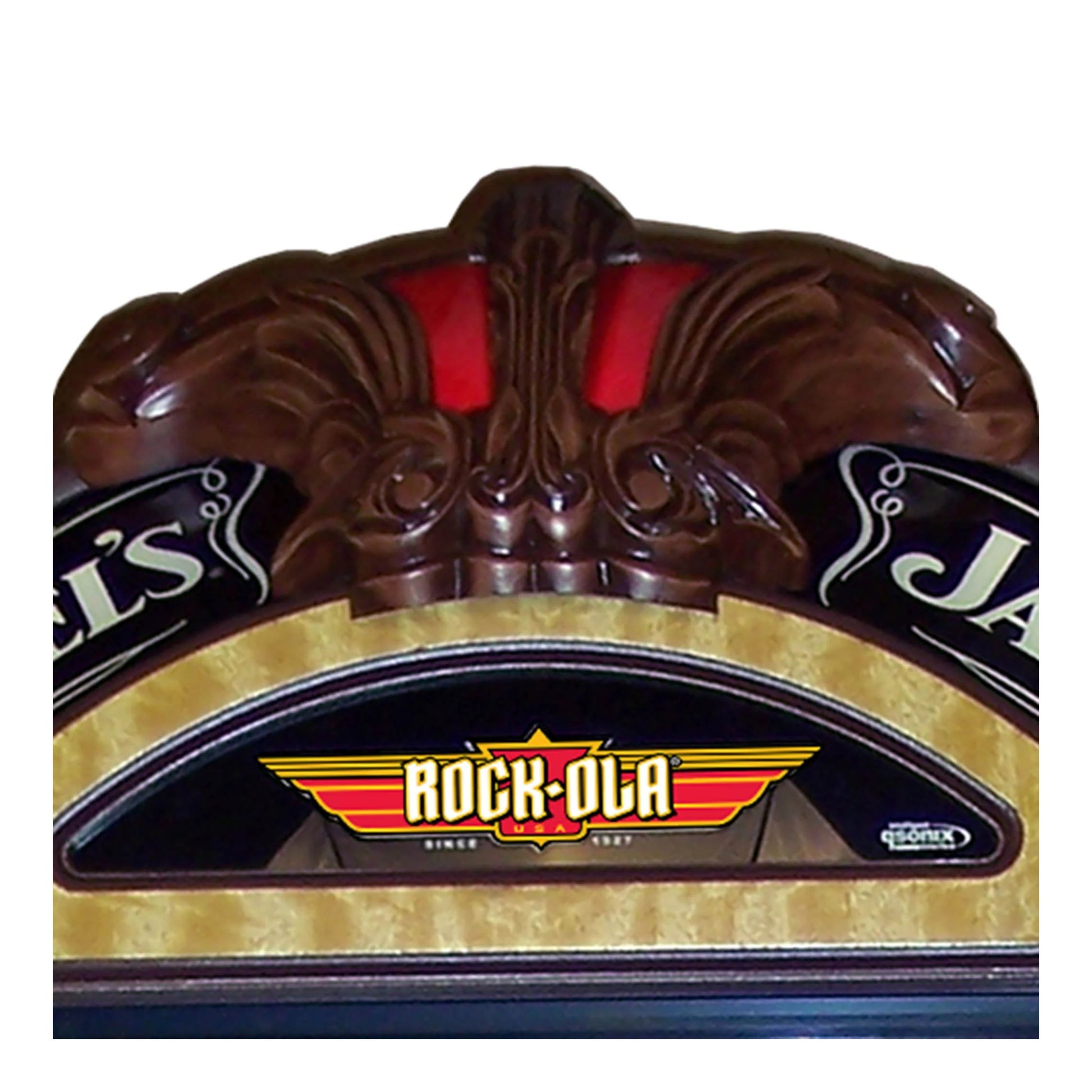 Decorative arch with 'Jack Daniel's' branding and 'Rock-Ola' logo on a white background
