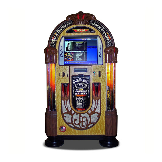 Jack Daniel's themed jukebox with a screen on a white background