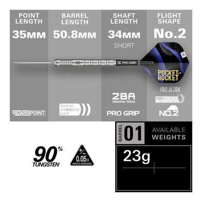 Justin Hood SP Darts - 90% Tungsten Swiss Point Target Darts