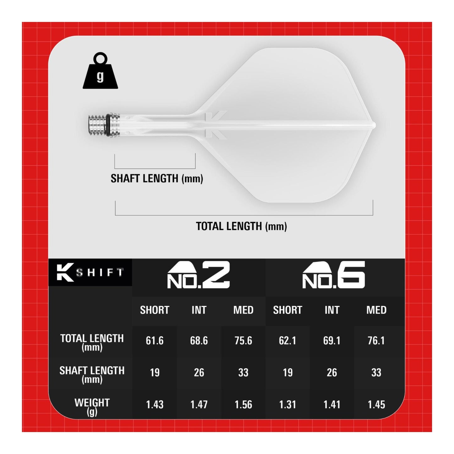 Target K-Shift No.2 Integrated Flight and Shaft System - White | Shipped Fast From Ontario