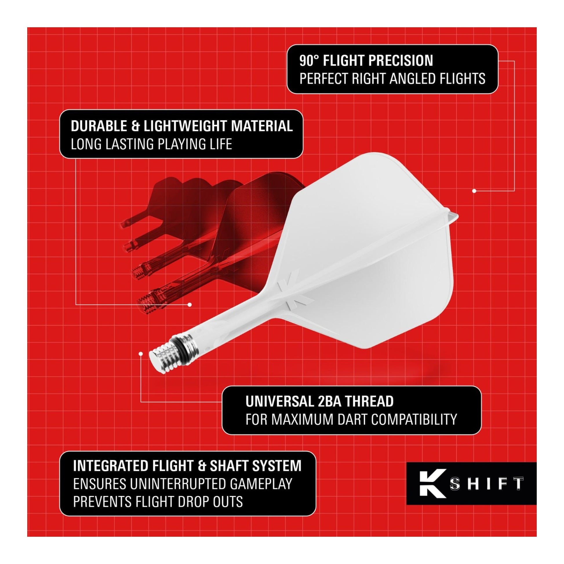 K-Shift Integrated Flight System White promotional image with design descriptions