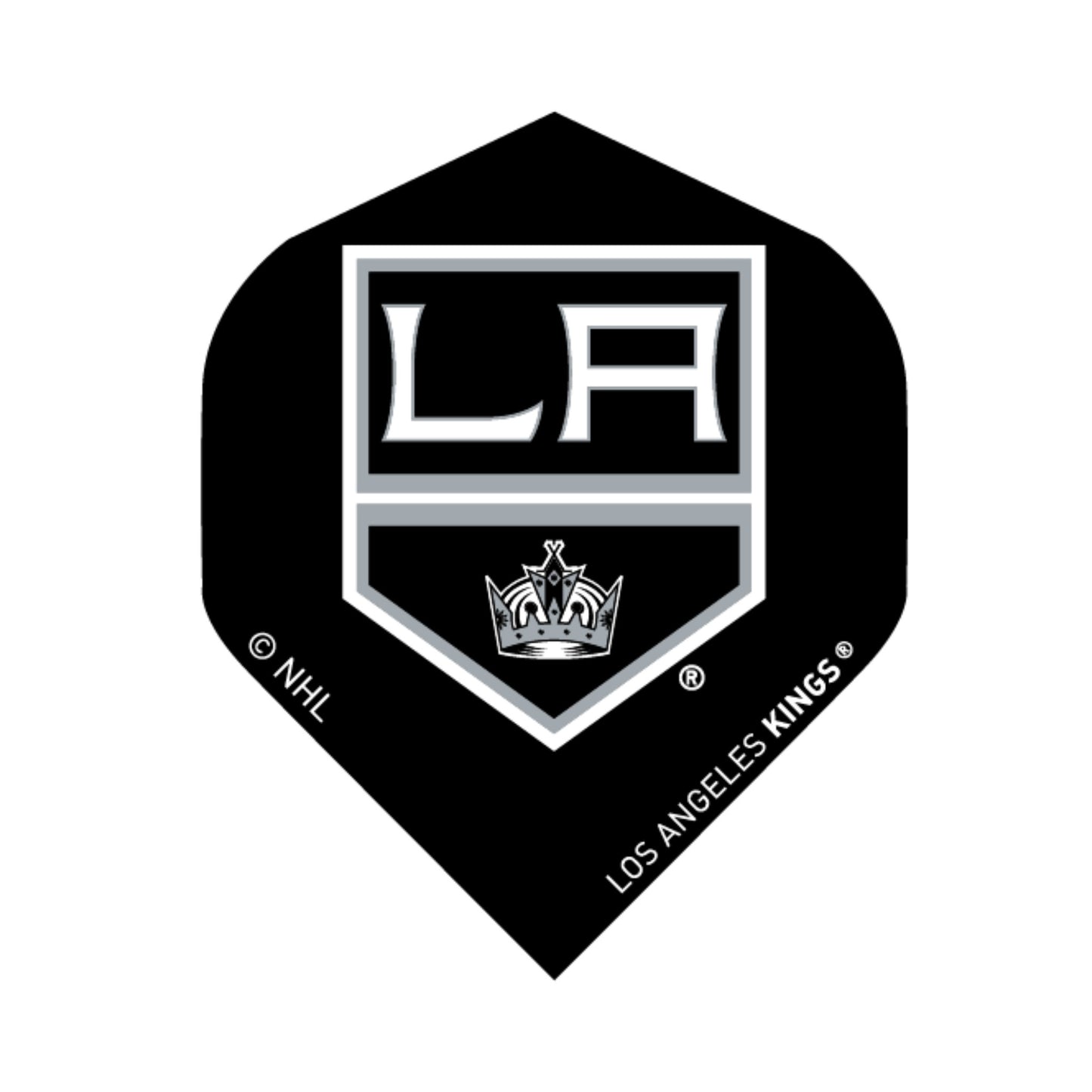 Black and white logo of Los Angeles Kings on a black background