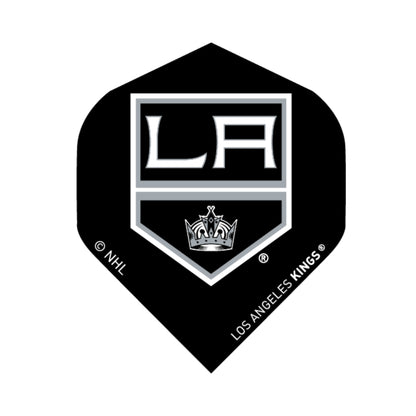 Black and white logo of Los Angeles Kings on a black background