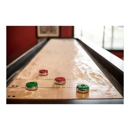 Close up detail of La Condo Shuffleboard solid wood minimalist legs and frame