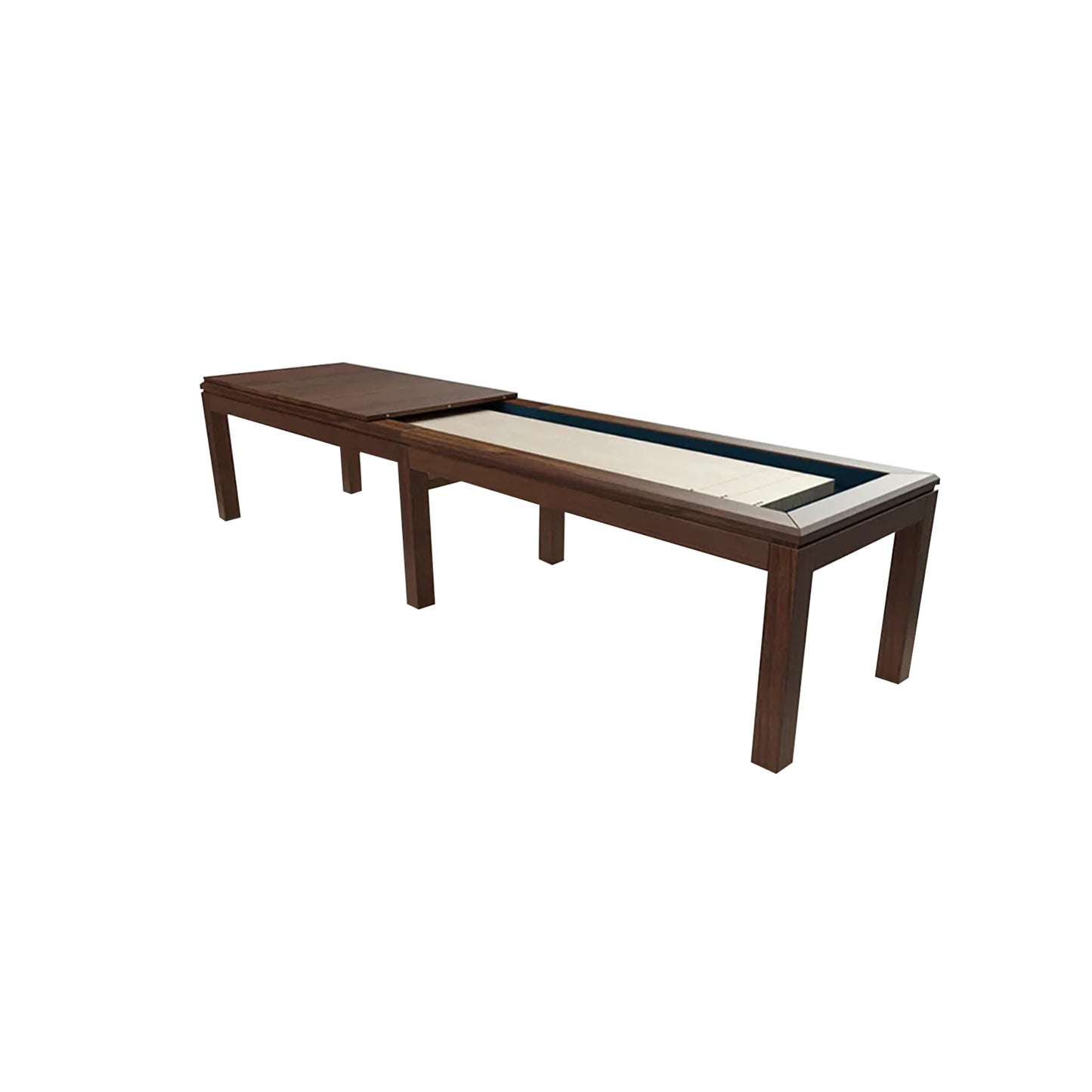 La Condo Shuffleboard Table showing partial dining top conversion capability