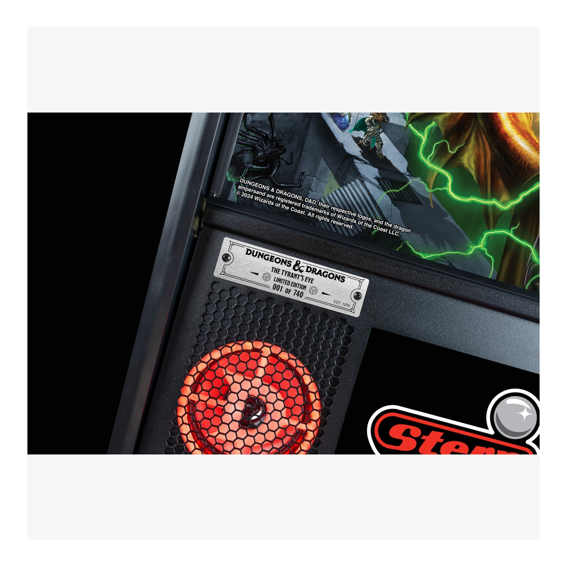 Close-up of a collectible card game box with 'Dungeons & Dragons' branding and graphics.