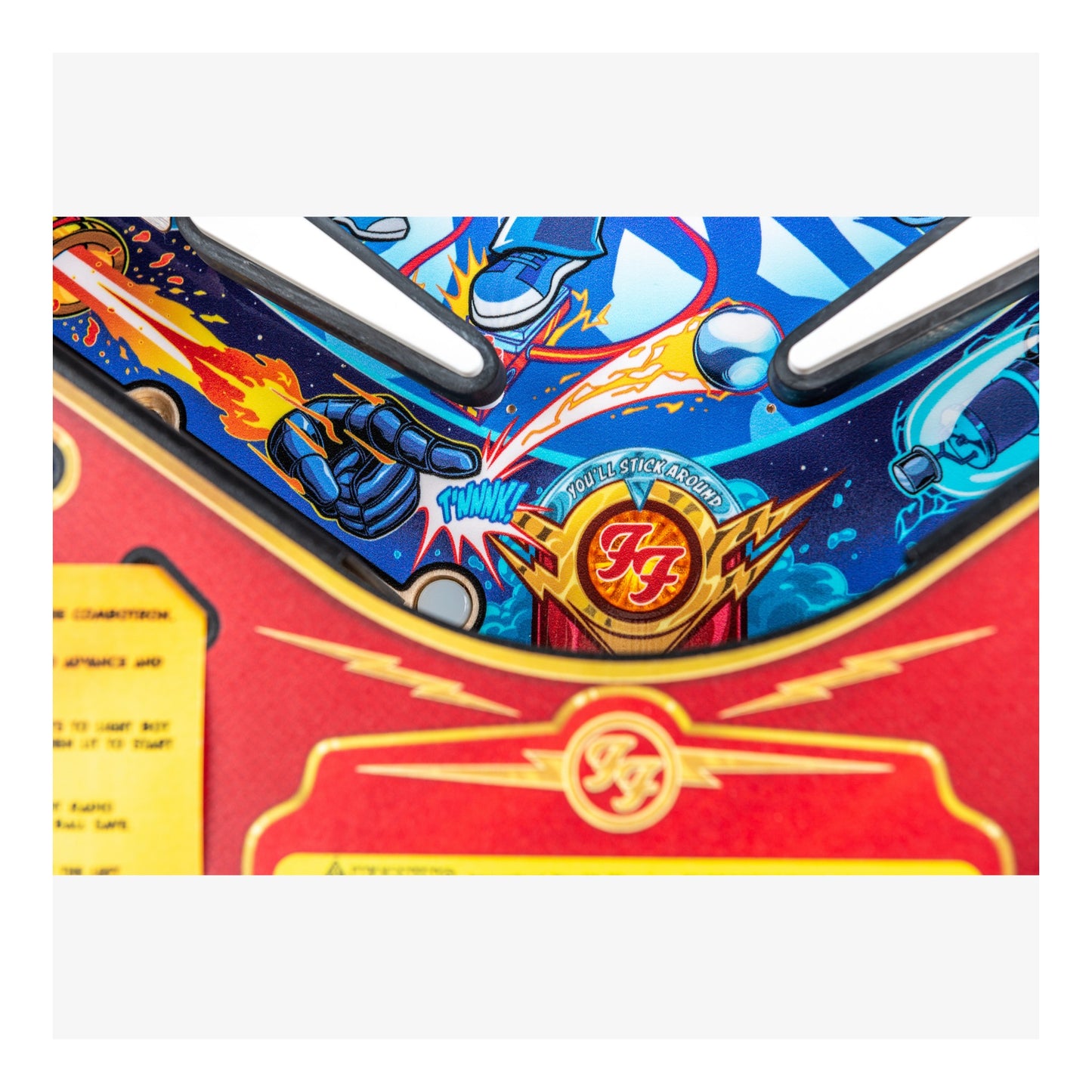 Close-up of a colorful product with branding on a white background