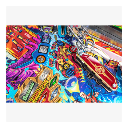 Colorful pinball machine with a keychain attached