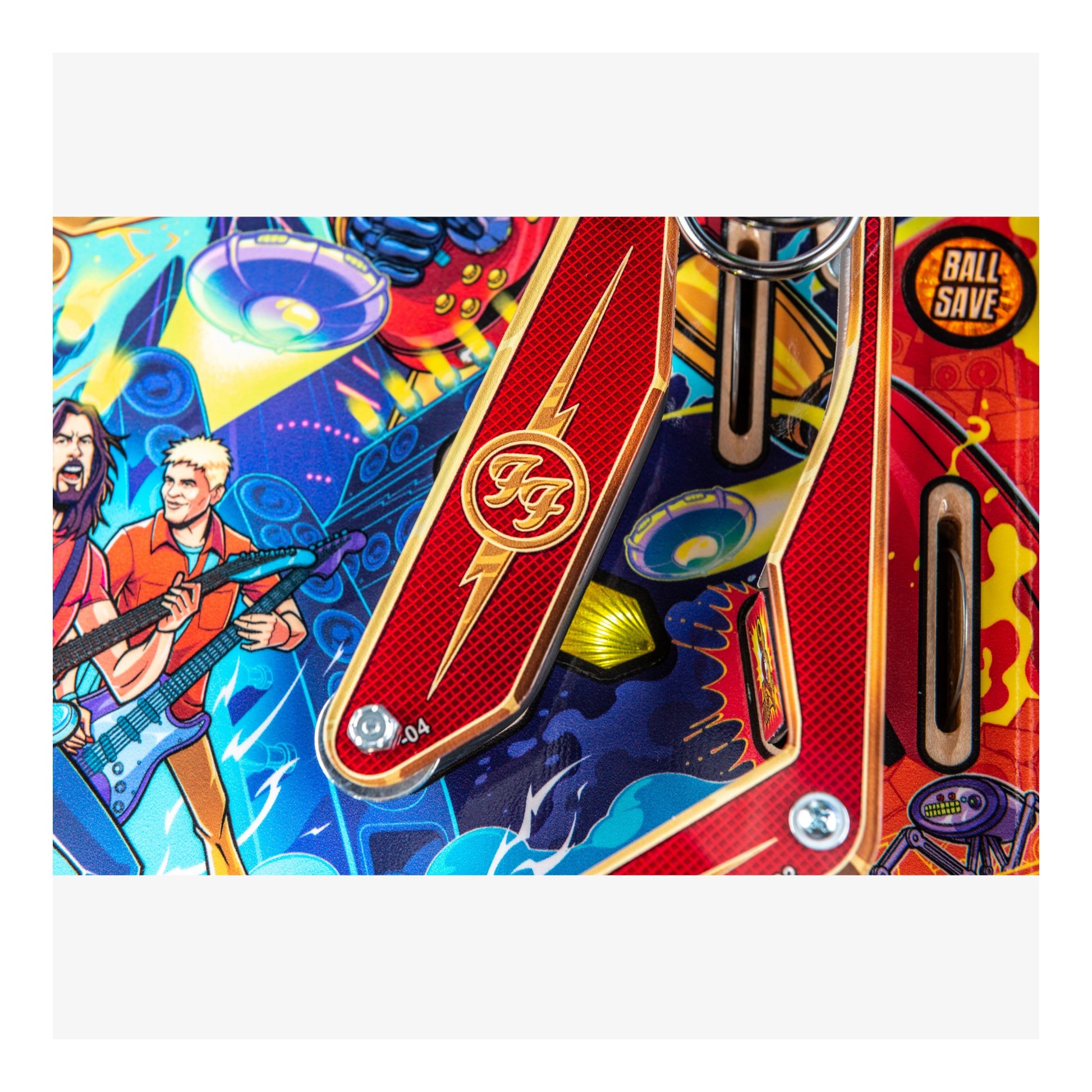 Pinball machine part with colorful design and 'Ball Save' label