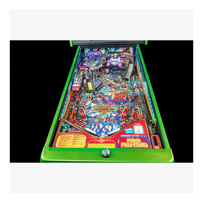 Pinball machine with colorful design on a white background