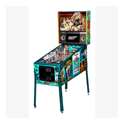 Pinball machine themed after James Bond with colorful design and '007' branding.