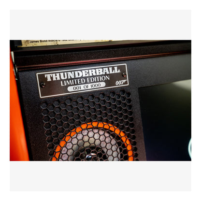 Limited edition 'Thunderball' vinyl record with a label on a white background