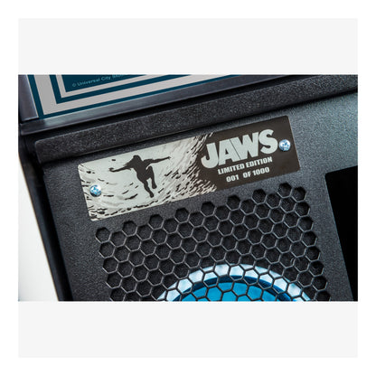 Close-up of a product with 'JAWS' branding and limited edition label.
