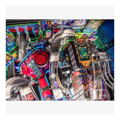 Colorful pinball machine with intricate details and vibrant design.