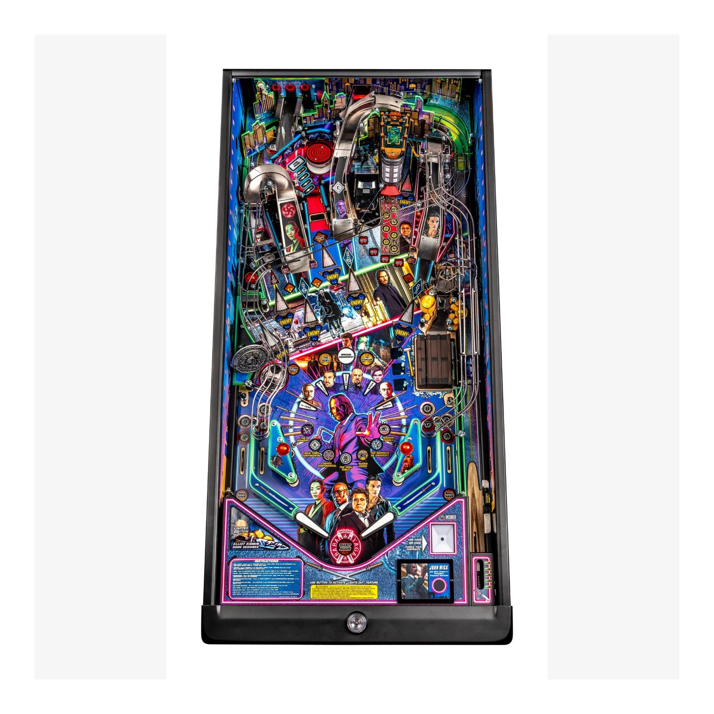 Colorful pinball machine on a white background