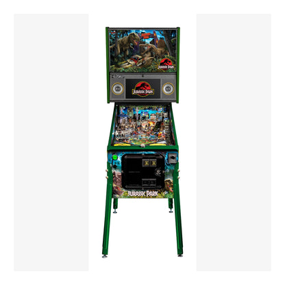 Pinball machine themed after 'Jurassic Park' on a white background