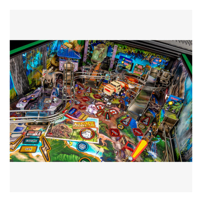 Colorful pinball machine with various symbols and designs on a white background