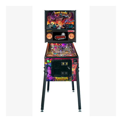 Pinball machine with colorful design and 'King Kong' branding on a white background