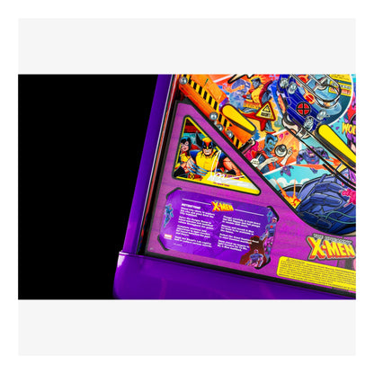 Colorful pinball machine with X-Men theme on a white background