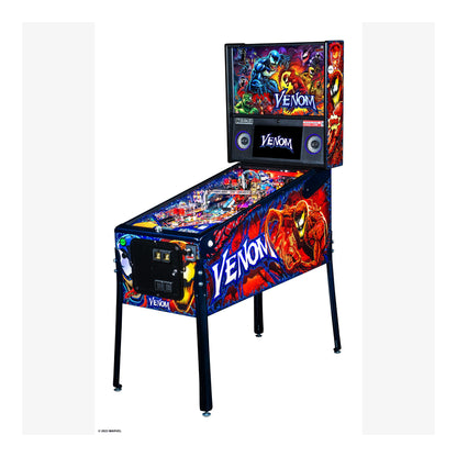 Pinball machine with 'Venom' theme on a white background