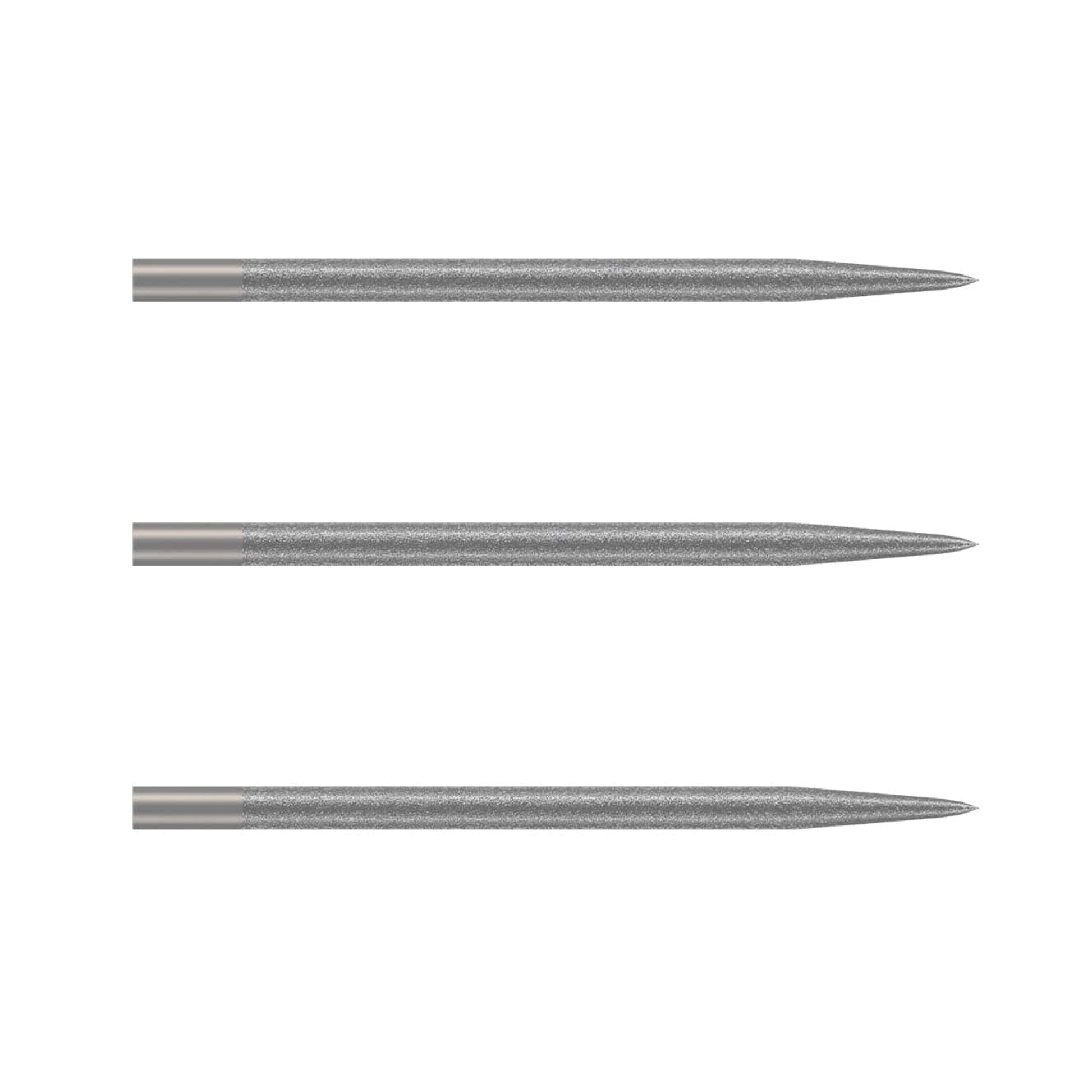 Three Shot Lucent steel tip dart points displaying diamond coated texture for high grip