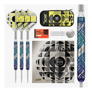 Full set of Luke Littler Edge SP components, including barrels, K-Flex flights, and Swiss Point tool.