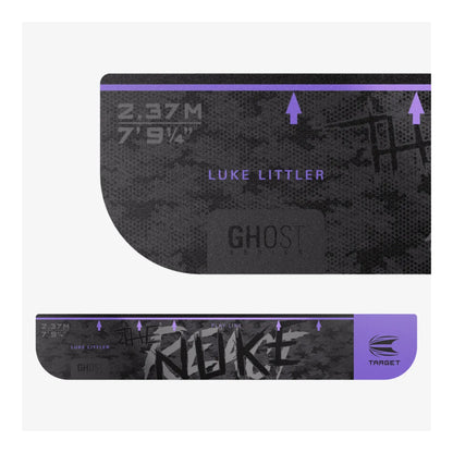 Luke Littler The Nuke signature branding on purple throw line