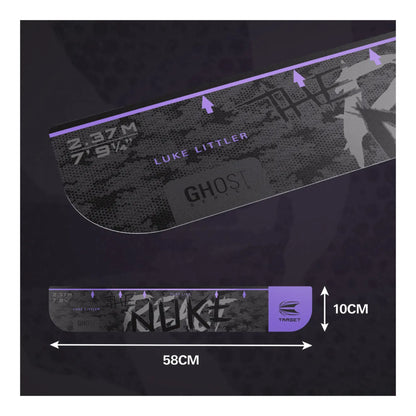 Close up of high grip texture on Luke Littler darts oche marker