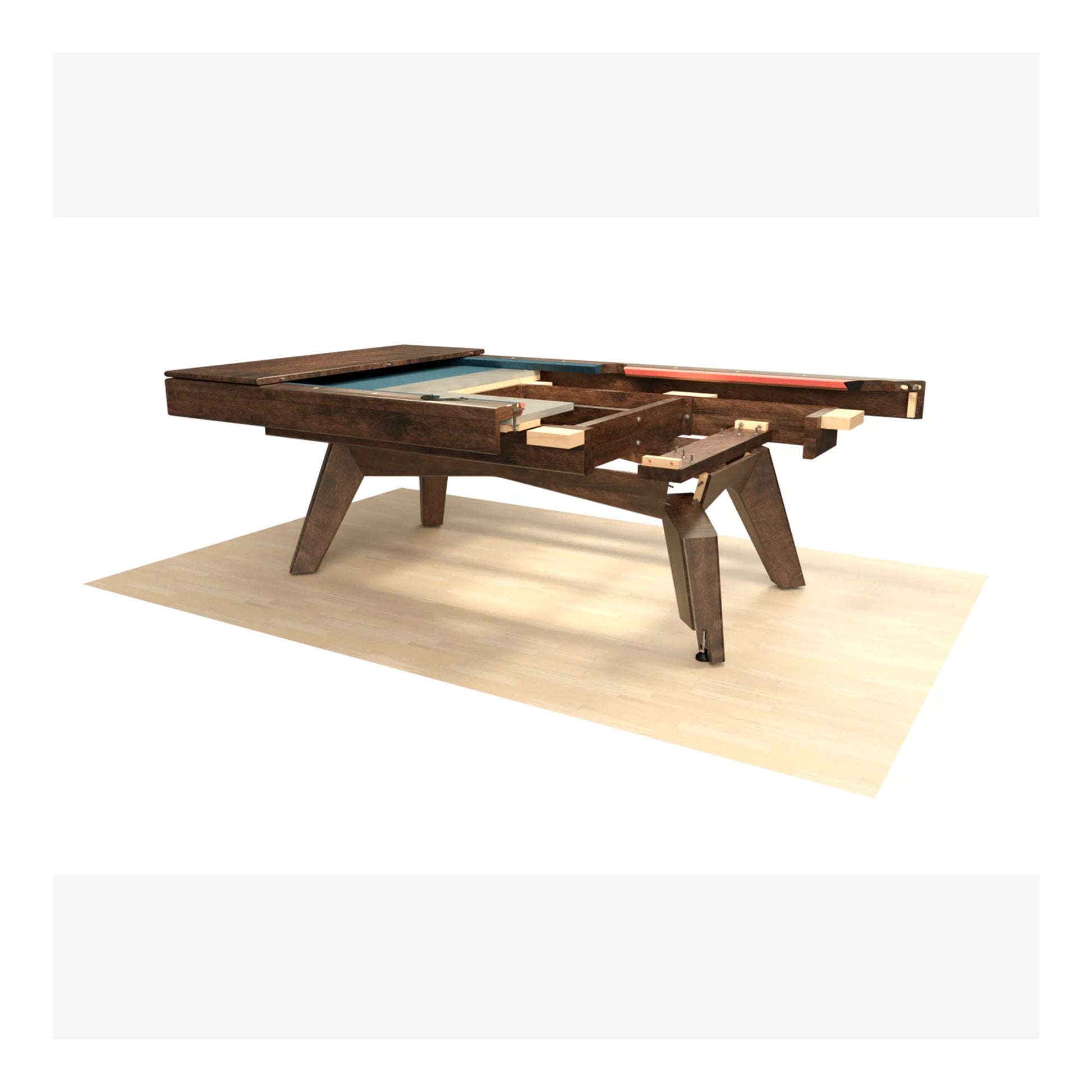 Wooden pool table on a white background