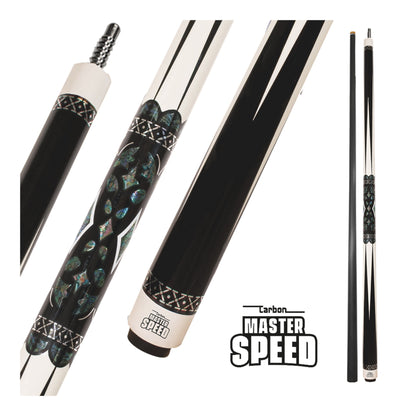 MASTER SPEED F8 CARBON 2-PIECES CUE - CARBON FIBER SHAFT BLACK/WHITE 12.5MM 19OZ