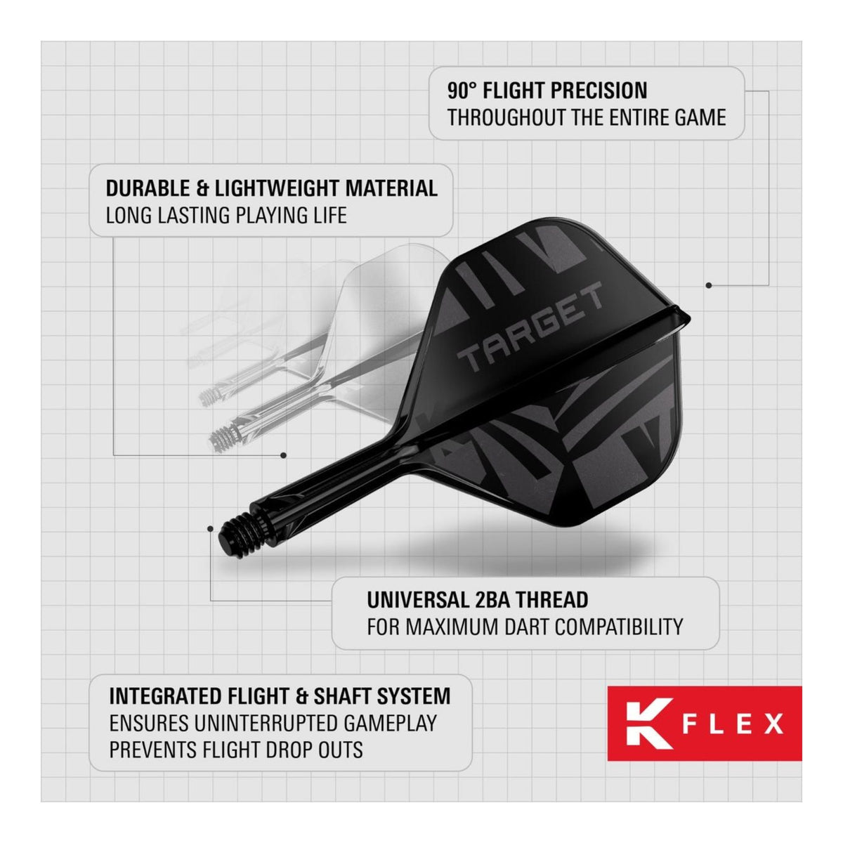 Target Printed K-Flex Black No.2 Dart Flights & Shafts