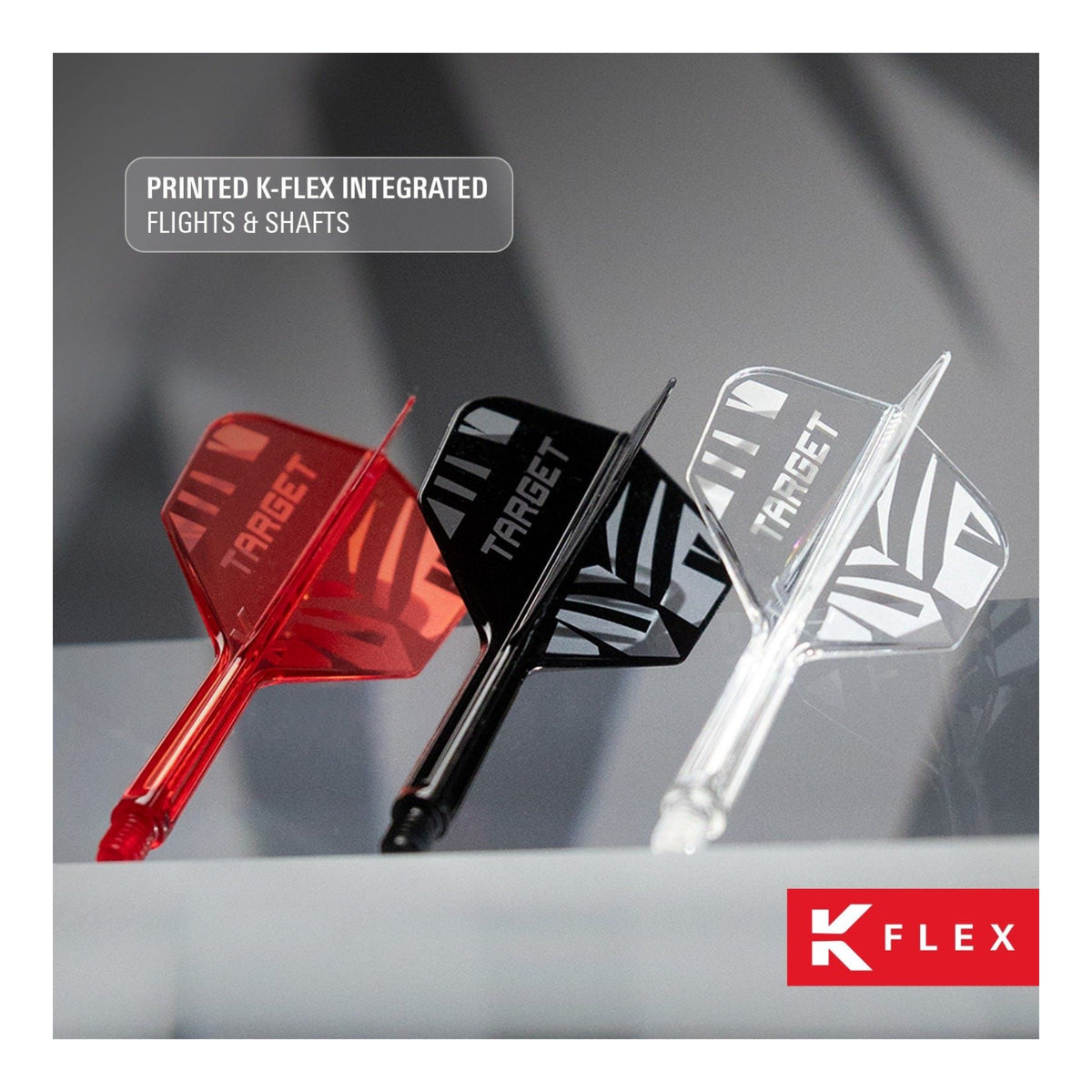 Target Printed K-Flex Clear No.6 Integrated Dart Flights & Shafts