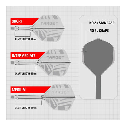 Target Printed K-Flex Clear No.6 Integrated Dart Flights & Shafts