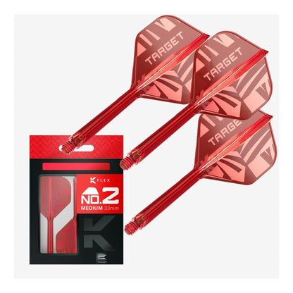 Target Printed K-Flex Red No.2 Integrated Dart Flights & Shafts