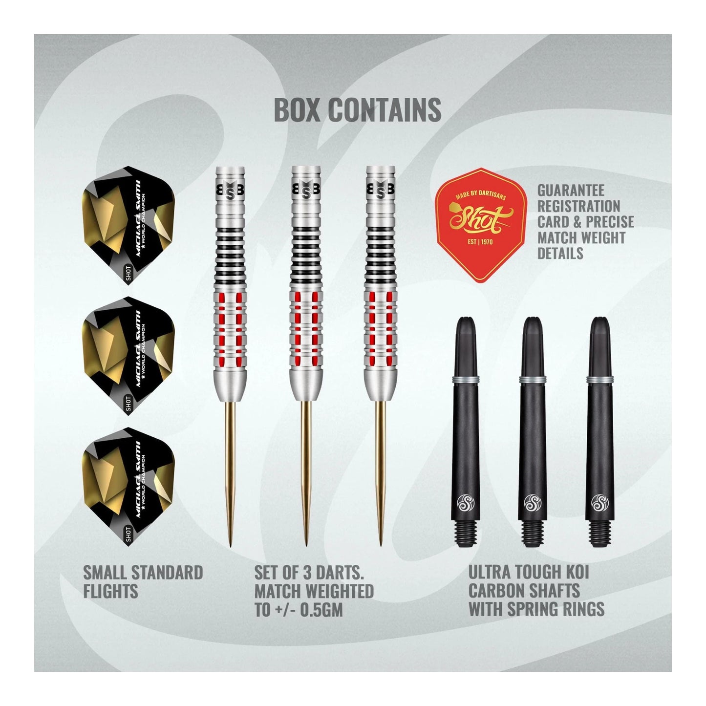 Michael Smith Believe Steel Tip Dart Set 90 percent tungsten with flights and shafts