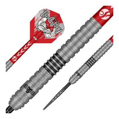 Close up of the 90% tungsten dart barrel showing the sandblasted finish and ring grip