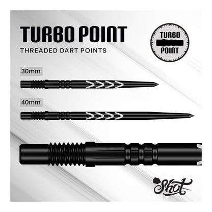 Size comparison of Michael Smith Turbo Dart points displaying 30mm and 40mm lengths.