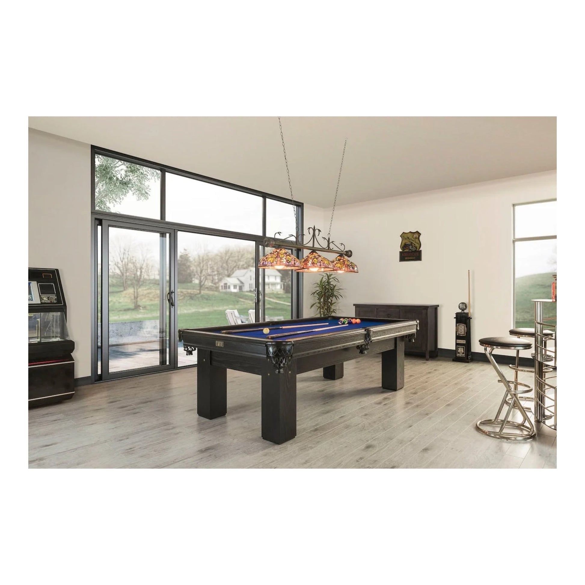 Monarch Pool Table solid red oak full view