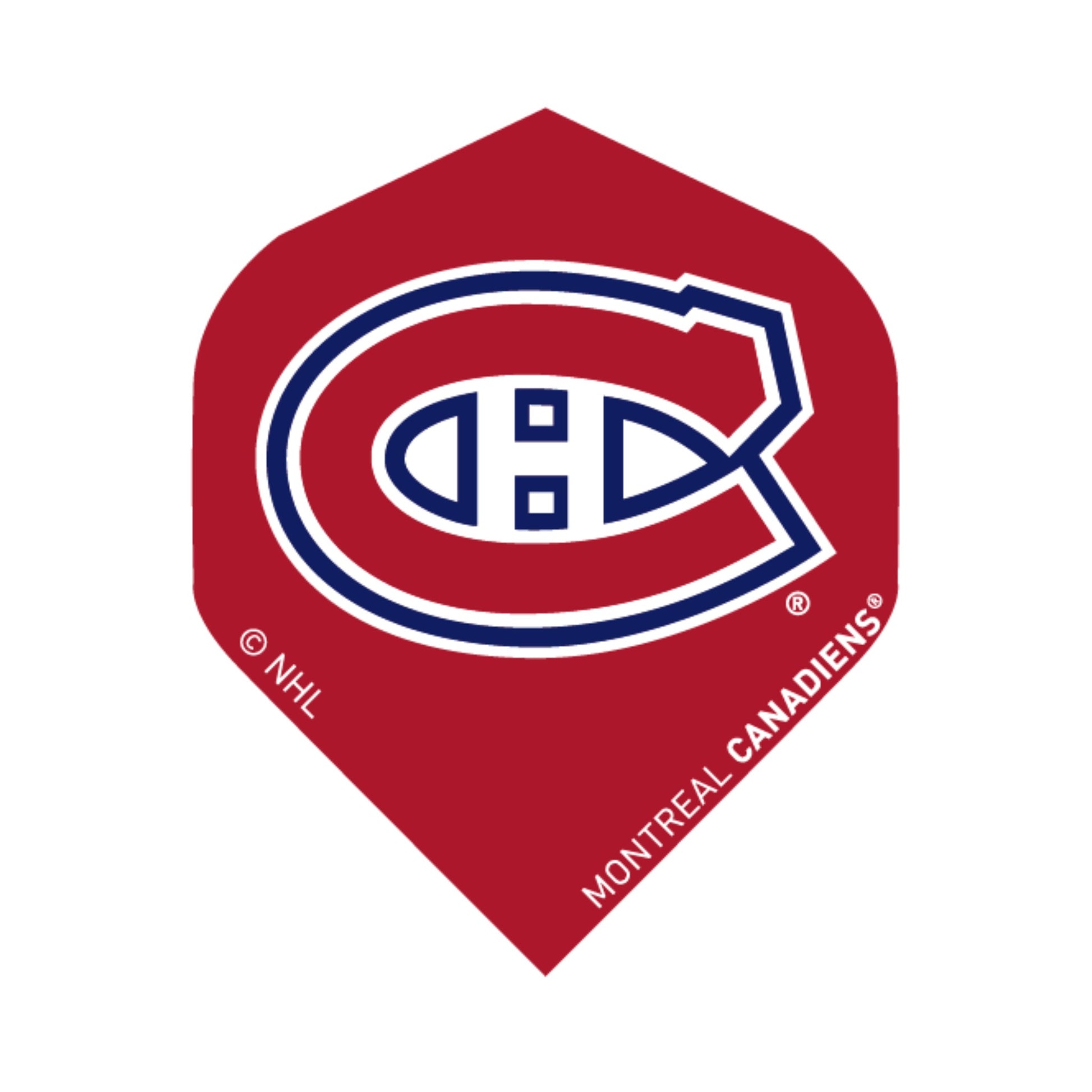 Red dart flight with Montreal Canadiens logo on a white background
