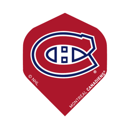 Red dart flight with Montreal Canadiens logo on a white background