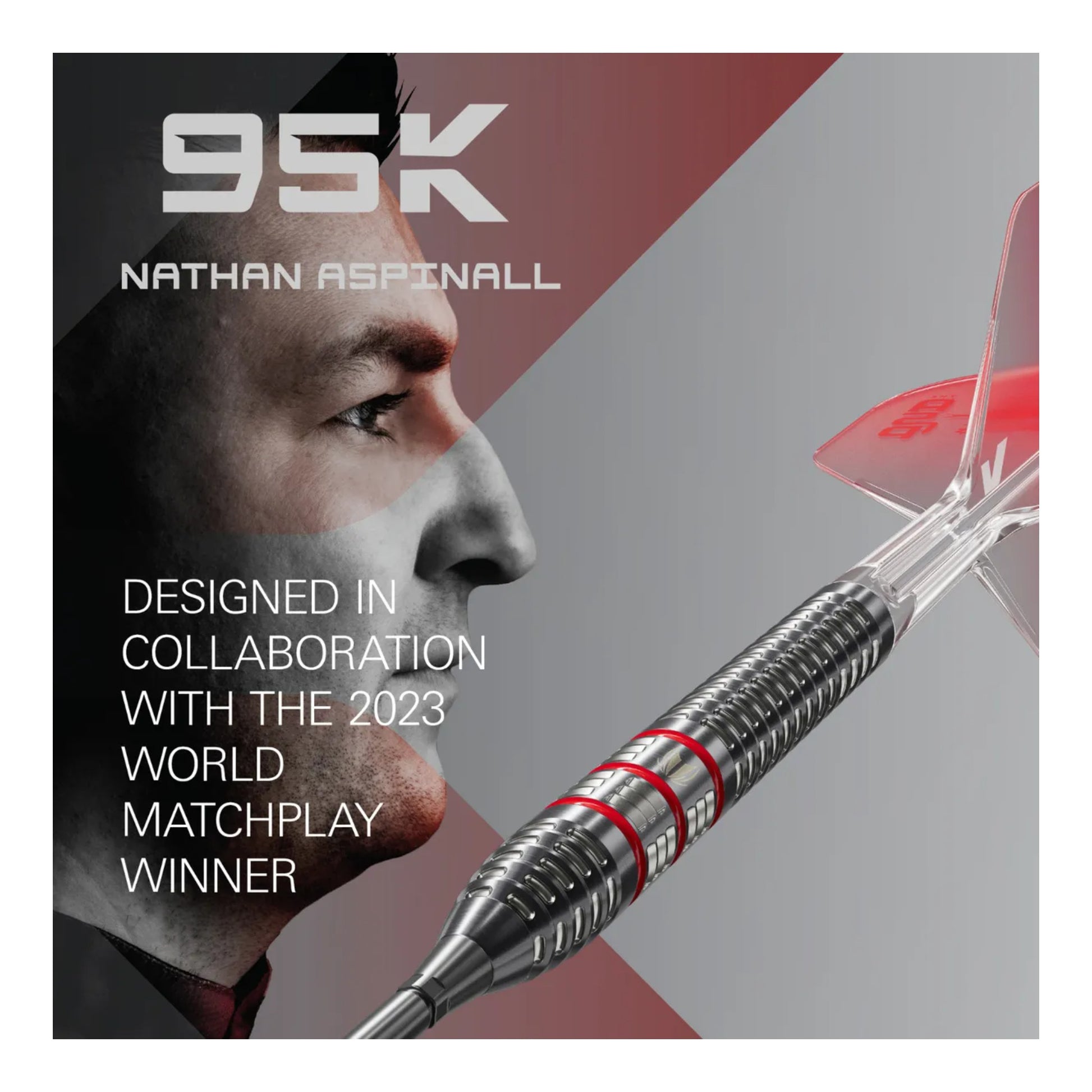 Close up of 95% tungsten barrel grip texture on Nathan Aspinall darts