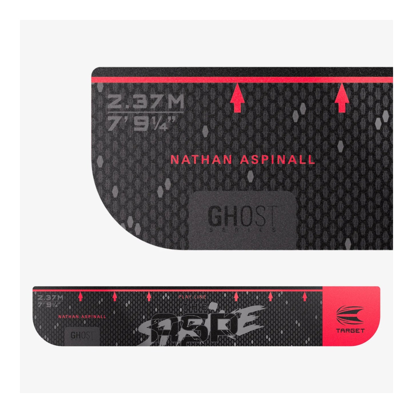 Target Darts branding detail on Aspinall edition throw line